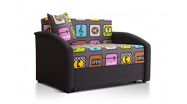 Детский диван Даня 1000 принт Жаккард Фьюжн Плейн 01/SAWANA 96 темно- серый выкатной с ящиком для белья