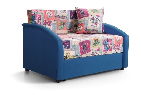 Детский диван Даня 750, принт Жаккард медиум дрим синий выкатной с ящиком для белья