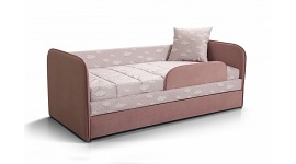 Детский диван-кровать ИВИ принт Star-sky ткань розовая с бортиками