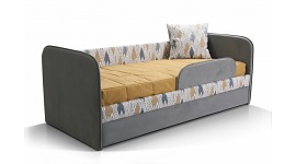 Детский диван-кровать ИВИ сосна серый с бортиками