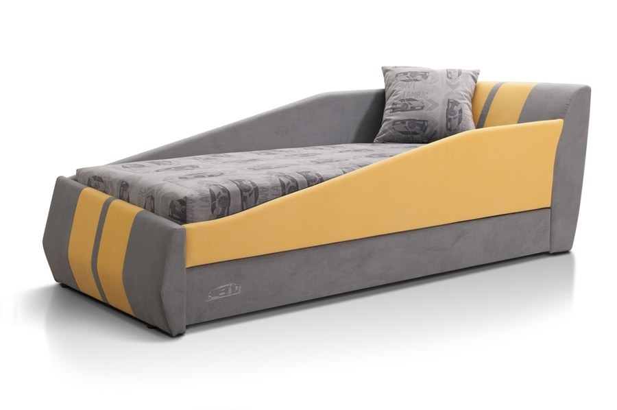 Детская кровать Ламбик Newtone grey, Triniti 18 желтая с бортиками с ящиком для белья