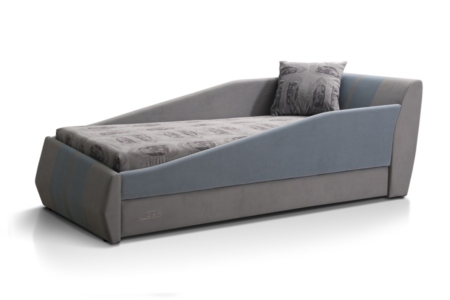 Детская кровать Ламбик Newtone grey, Prima, light blue с бортиками с ящиком для белья