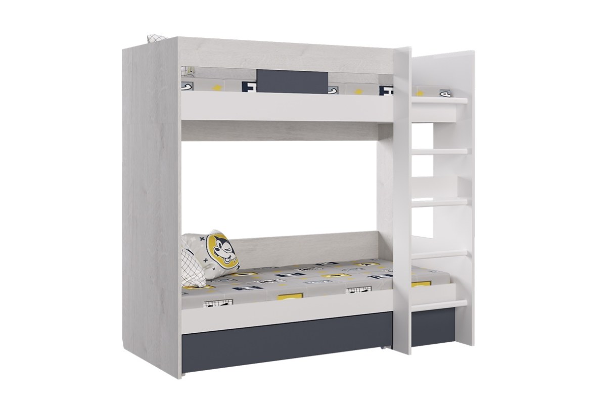 Детская кровать двухъярусная COSMO SPACE с ящиком и лестницей двухспальная