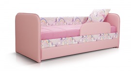 Детский диван-кровать ИВИ Единороги розовый с бортиками
